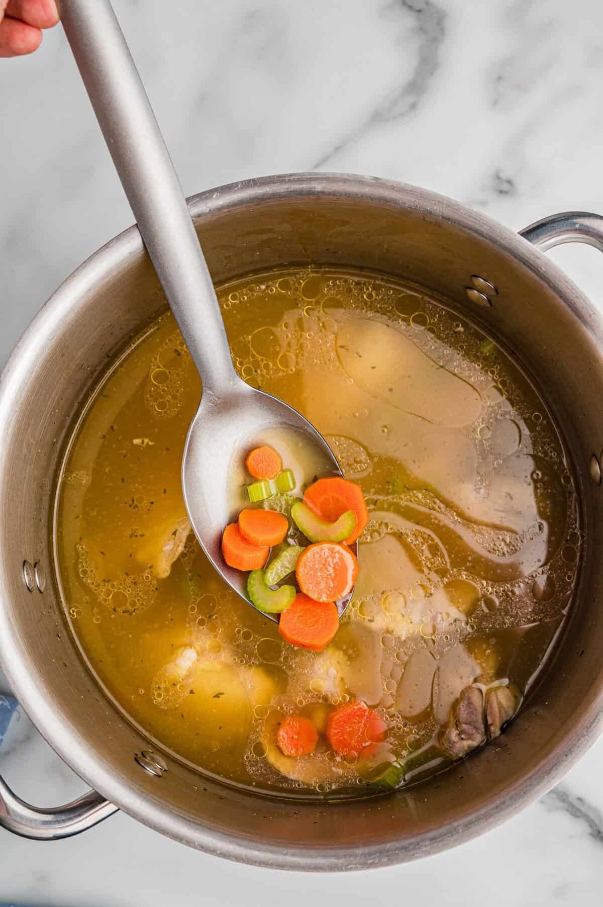 Veggies being added to both.